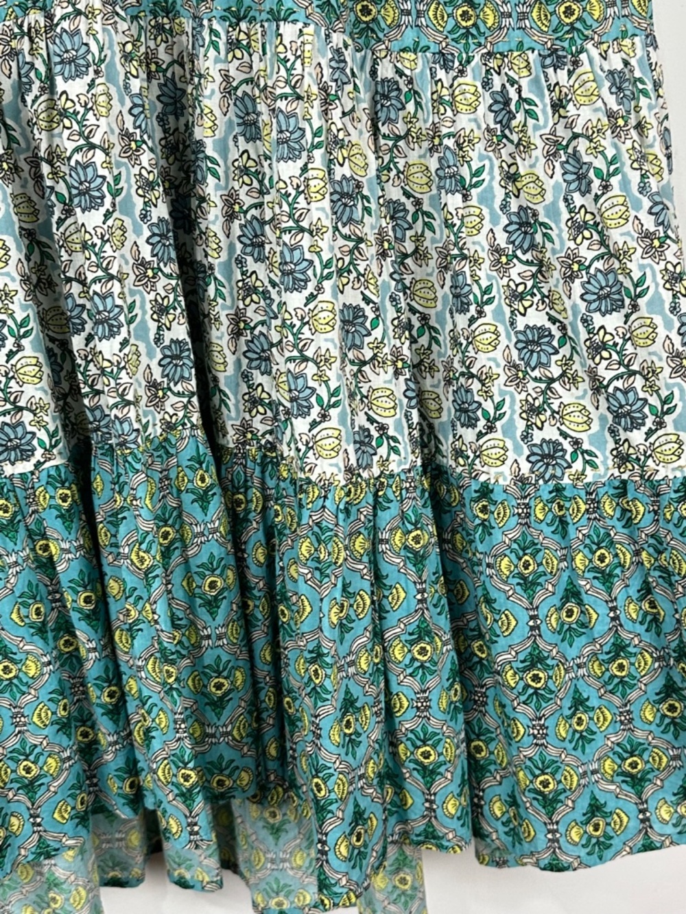 Ro's Garden Women's Sleeveless Tiered Floral A-Line Dress M Boho Prairie Beach - Picture 4 of 8
